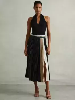 Юбка Reiss Iris Pleated Midi, черный