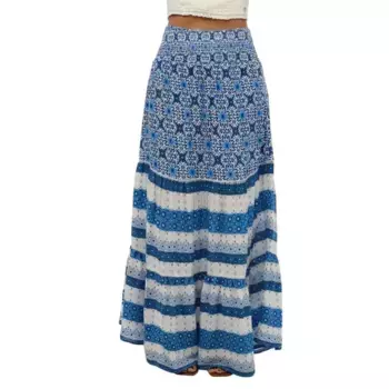 Юбка Superdry Printed long skirt, синий