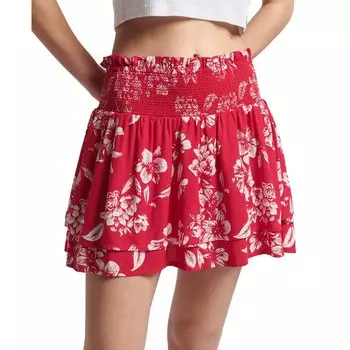 Юбка Superdry Vintage Ruffle Smocked, красный