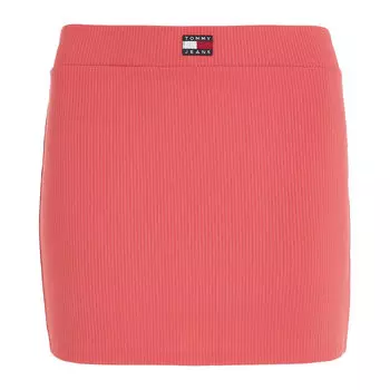 Юбка Tommy Jeans by Tommy Hilfiger Ribbed Badge Mini, розовый