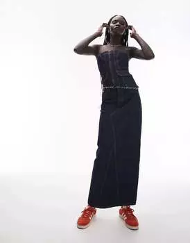Юбка Topshop Raw Denim Column, индиго