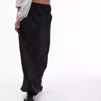 Юбка Topshop Satin Maxi, черный