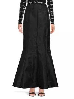 Юбка - Труба Balenciaga из жаккардовой смеси шелка, черный