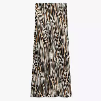 Юбка Zara Animal Print Midi, мультиколор