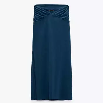 Юбка Zara Draped, темно-синий