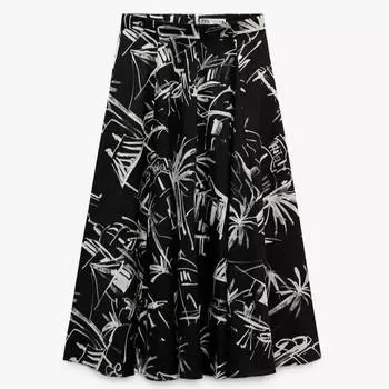 Юбка Zara Printed Cape, черный