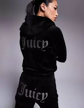 Juicy Couture – Черная велюровая толстовка на молнии - часть комплекта