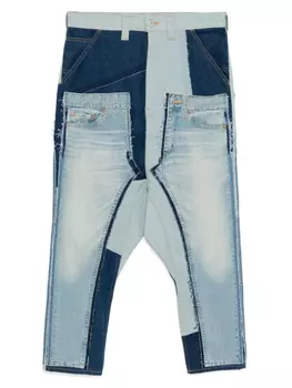 Junya Watanabe MAN джинсы в технике пэчворк, синий
