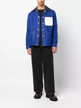 Junya Watanabe MAN куртка-рубашка из смесового льна из коллаборации с Off White, синий