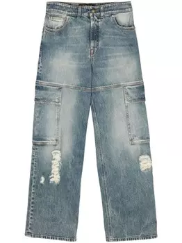 Just Cavalli прямые джинсы с эффектом потертости, синий