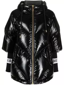 Just Cavalli пуховик с капюшоном и логотипом, черный