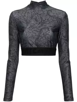 Just Cavalli укороченная футболка с леопардовым принтом, серый