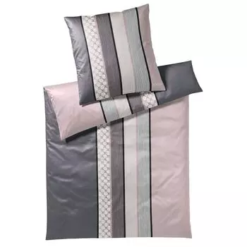 ЙУУП! Сатиновое постельное белье Mako Cornflower Stripe 4069 140х220см+70х90, цвет глубокий розовый Joop