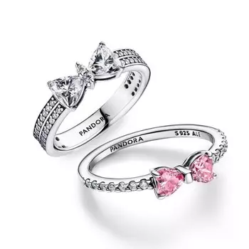Ювелирный набор Sparkling Bow Ring Set Pandora, стерлинговое серебро