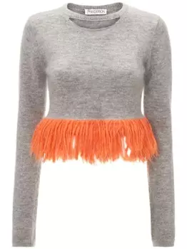 JW Anderson джемпер с бахромой, серый