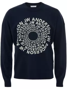 JW Anderson джемпер с круглым вырезом и логотипом, синий