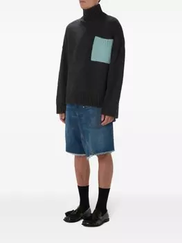 JW Anderson джемпер с приспущенными плечами и высоким воротником, серый