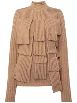 JW Anderson джемпер с ребристыми вставками, нейтральный цвет