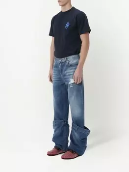 JW Anderson джинсы Bucket с эффектом потертости, синий