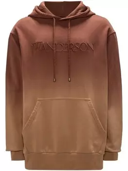 JW Anderson худи с эффектом градиента и вышитым логотипом, коричневый