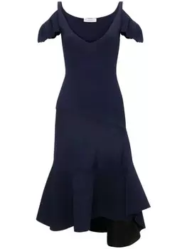 JW Anderson платье с оборками и открытыми плечами, синий