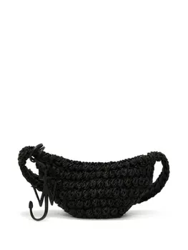 Сумка через плечо JW Anderson Popcorn Sling вязаная с логотипом, черный
