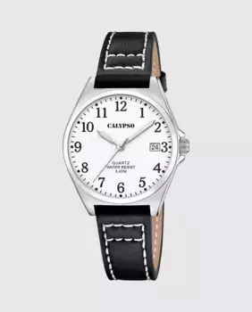 K5869/1 Базовые женские кожаные часы черного цвета Calypso