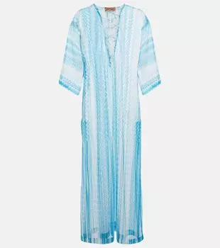 Кафтан зигзагообразной вязки Missoni, синий