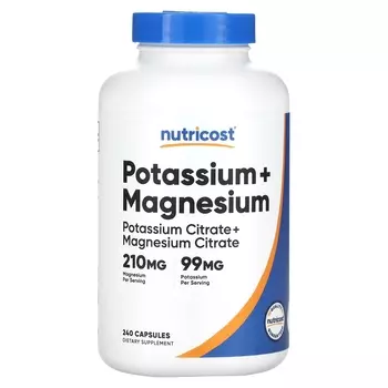 Калий + магний Nutricost, 240 капсул