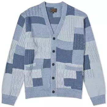 Кардиган Beams Plus Patchwork, синий