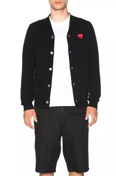 Кардиган Comme des Garons Lambswool With Red Emblem, черный