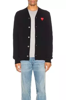 Кардиган Comme des Garons Lambswool With Red Emblem, темно-синий