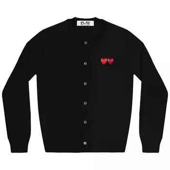 Кардиган Comme des Garons PLAY Wool Layered Double Heart Cardigan 'Black', черный