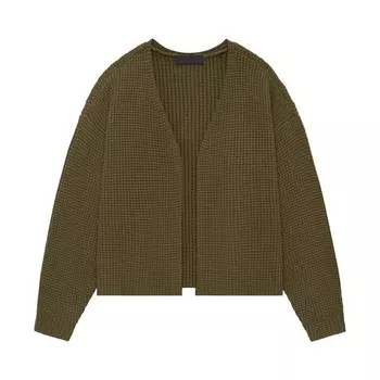 Кардиган Fear of God Essentials Heavy Waffle Cardigan Olive, зеленый