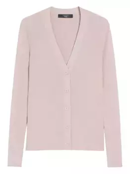 Кардиган Gabriel в рубчик с V-образным вырезом Weekend Max Mara, розовый
