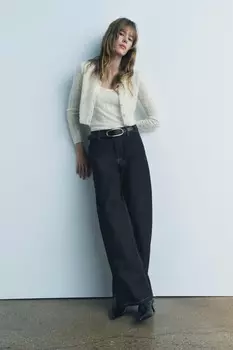 Кардиган из шерсти пуантель и альпаки ZARA, белый