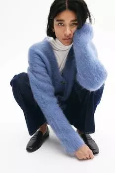 Кардиган из смеси мохера H&M, синий