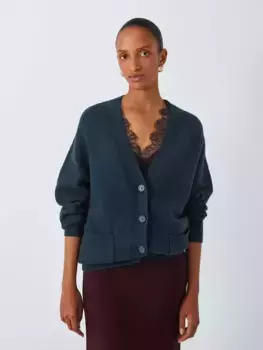Кардиган John Lewis Soft Cotton Blend Longline, цвет deep sapphire navy