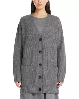 Кардиган оверсайз в рубчик Weekend Max Mara Negus, серый