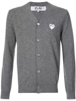 Кардиган с декором в виде белого сердца Comme Des Garons Play, серый
