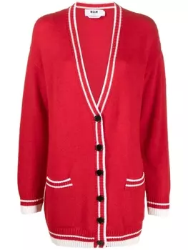 Кардиган с контрастной отделкой MSGM, красный