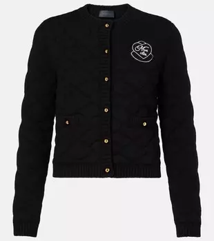 Кардиган с логотипом из стёганой ткани с добавлением шерсти Moncler, черный