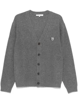Кардиган с нашивкой Bold Fox Head Patch Maison Kitsun, серый