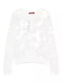 Кардиган, украшенный пайетками MAX MARA, белый