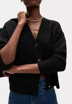 Кардиган V-NECK BUTTON FRONT RELAXED Marks & Spencer, черный