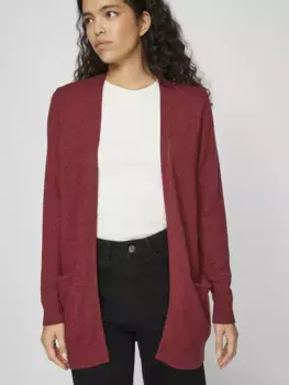 Кардиган Vila "VIRIL OPEN ТРИКОТАЖНЫЙ КАРДИГАН L/S - NOOS", цвет Cabernet Detail:Dark Melange