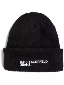Karl Lagerfeld Jeans шапка бини Fluffy, черный