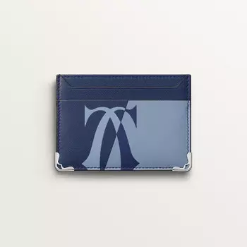 Картхолдер Cartier Porte-cartes double, Must de Cartier, гладкая телячья кожа темно-синего и облачно-серого цветов