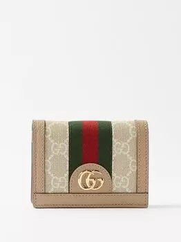 Картхолдер ophidia web-stripe gg-supreme Gucci, бежевый