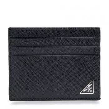 Картхолдер PRADA Leather card holder, черный